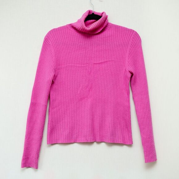 Womens Pink Cashmere Sweater 2 ply Valerie Stevens M turtleneck - Picture 1 of 6